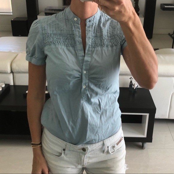 BCBGMaxAzria Tops - BCBGMAXAZRIA Light Blue Short Sleeve Top S